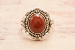 Artie Yellowhorse Genuine Carnelian Sterling Silver Native American Ring